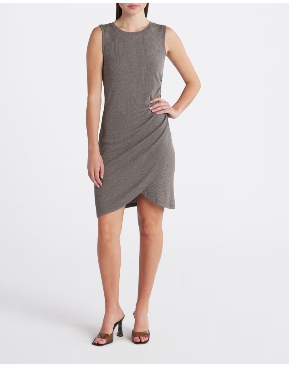 Z Supply Sleeveless Ribbed Tulip-Hem Dress - Gray